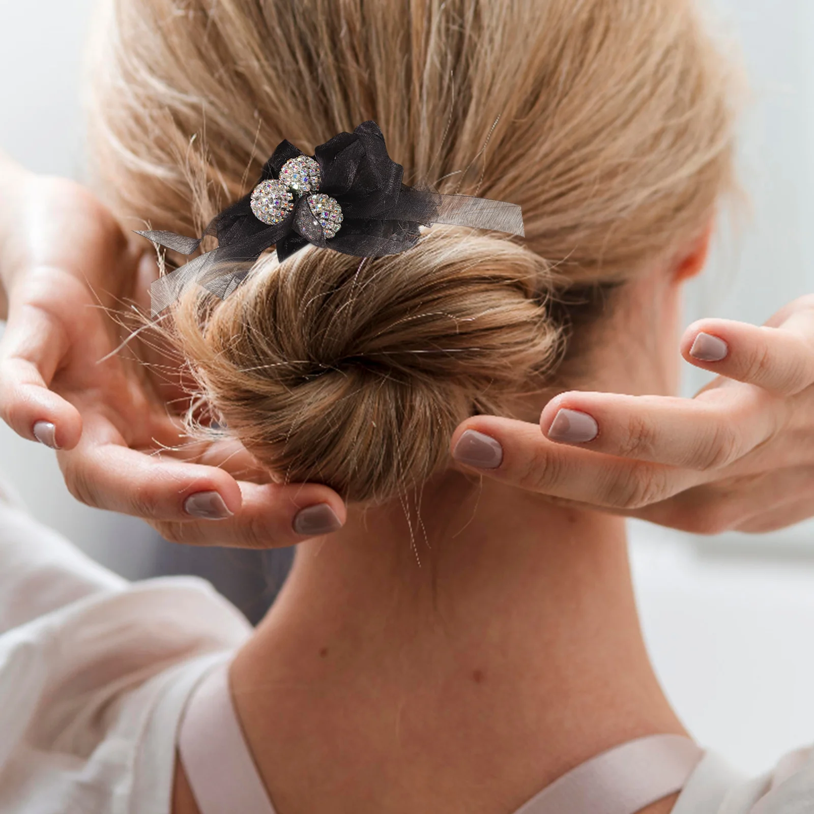 

3 Pcs Hair Band Decorative Ties Bow-tie Bands Bowknot Bows for Teens Headpiece Black Crystal