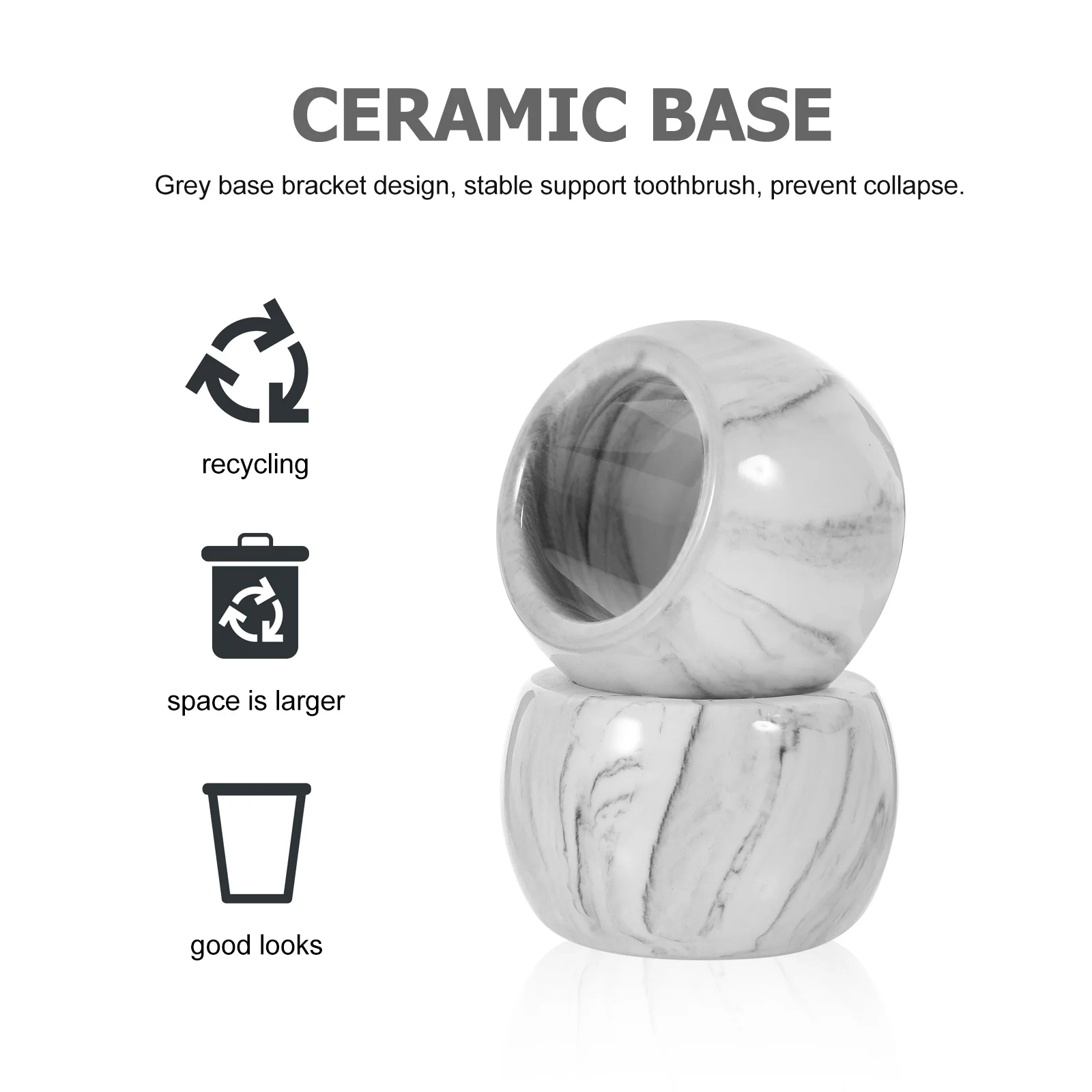 

2Pcs Ceramic Toothbrush Holder Electric Toothbrush Stand Sturdy Bathroom Organizer Compact Tooth Brush Holder for Home