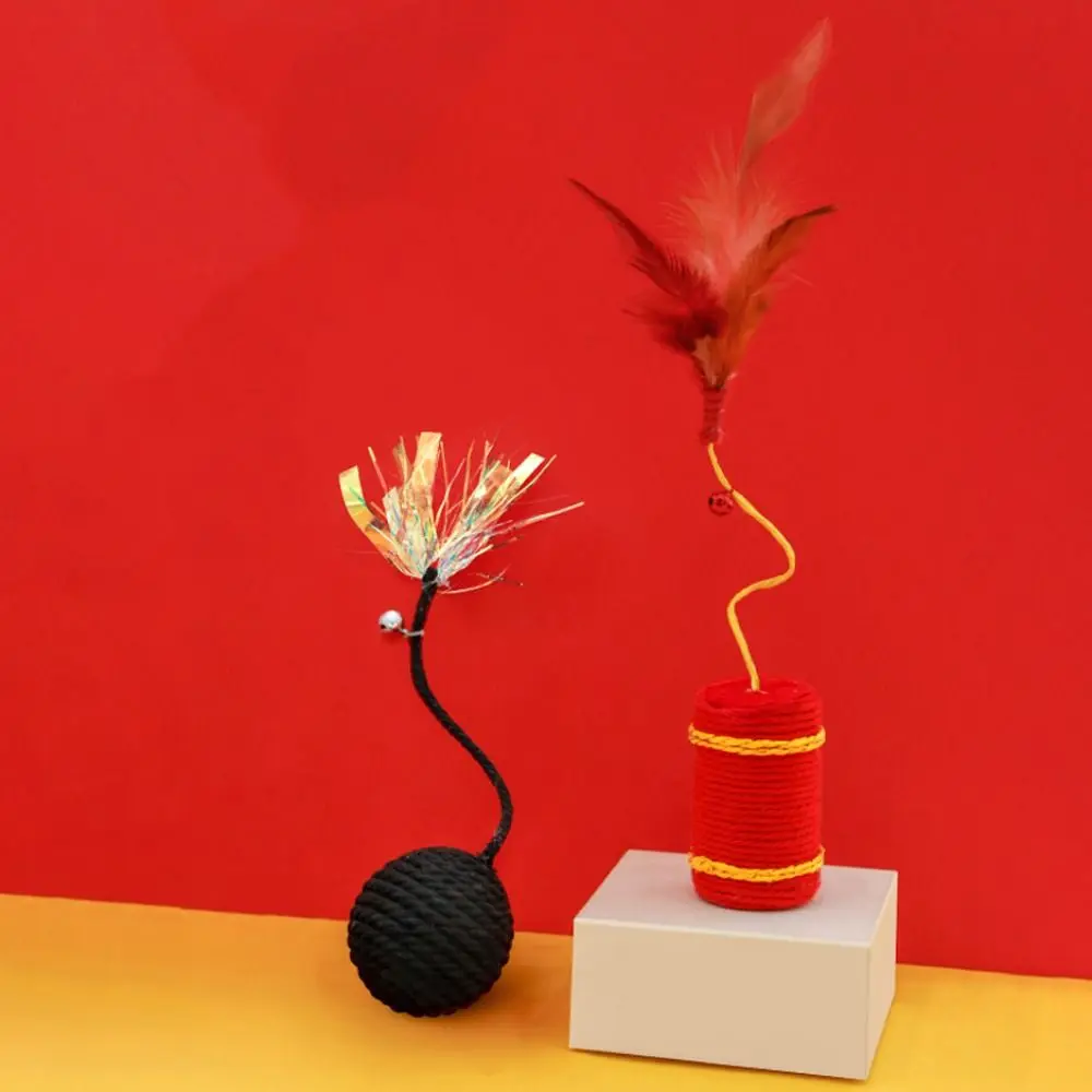 2pcs Cotton Rope New Year Cat Teasing Toys Durable Cute Dog Chew Toy Creative Funny Pet Toys Play Balls Grinding Teeth