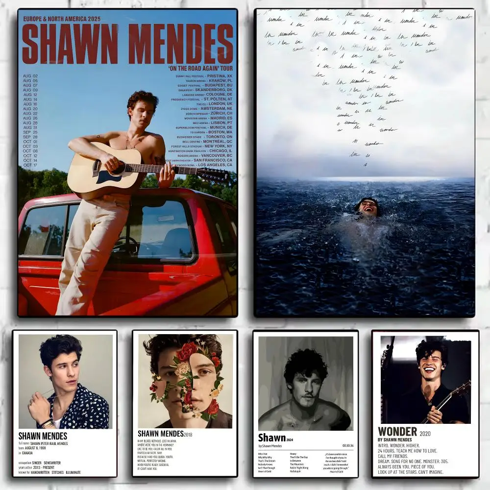 Singer Music Album S-Shawn Mendes Poster Decorative Wall Art Sticker Mural Print for Bedroom Living Room Hallway Home Decor Gift