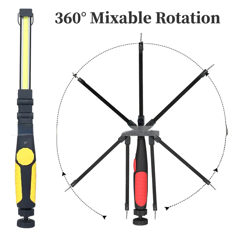 1/2/4Pcs COB Work Light Rechargeable LED 360° Rotate Folding Flashlight Super Bright Handled Lamp for Car Repair Lighting