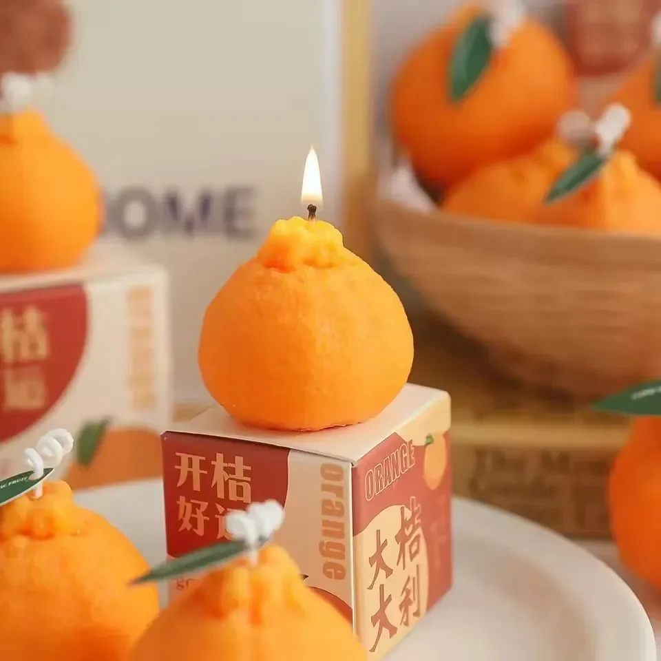 Obst Orange Kerze Mandarine Duftkerze DIY Geschenk Souvenir Geschenk Schießen Nachahmung Obst Frühling Festval Glück Neujahr Geschenk