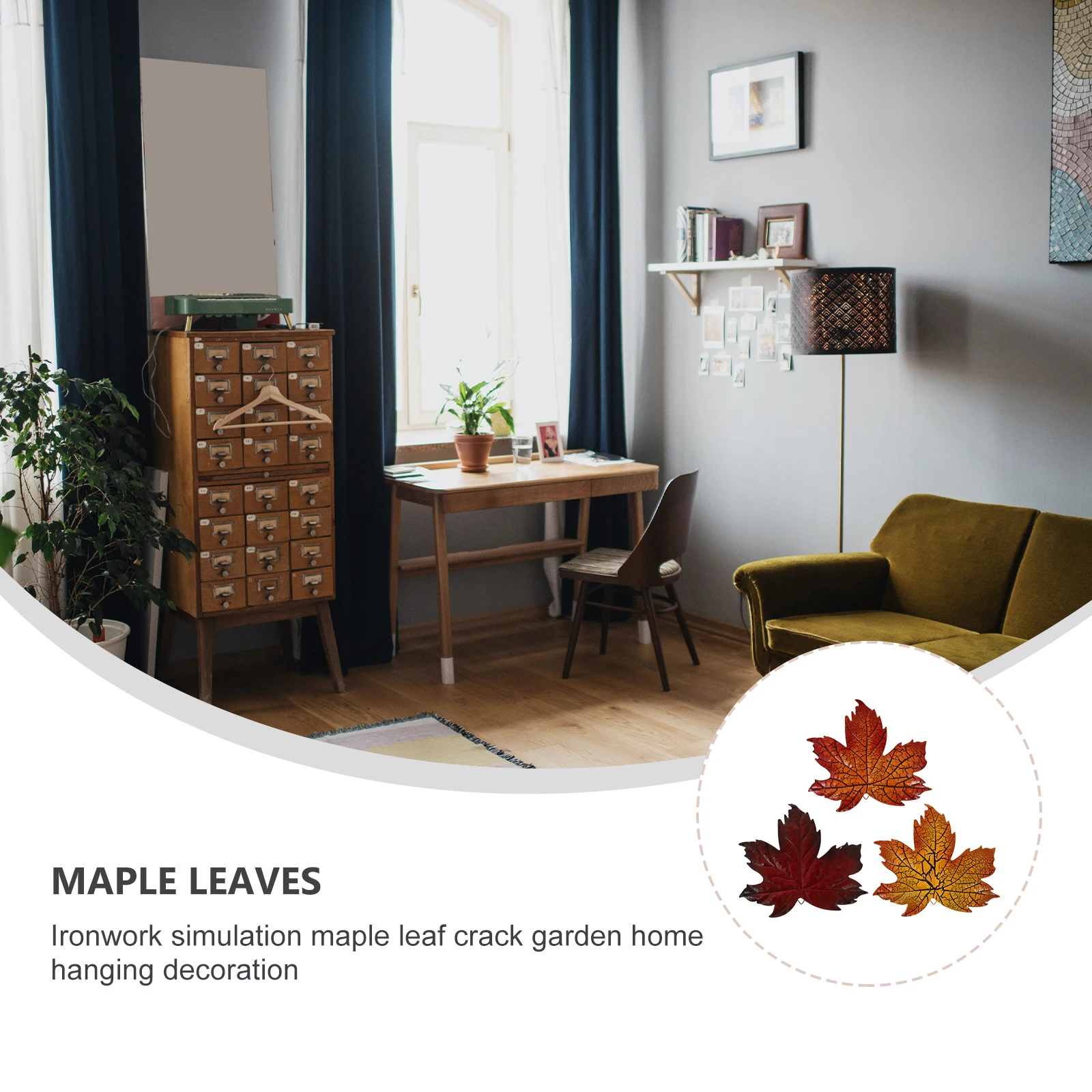

3pcs Simulation Leaves Iron Autumn Party Home Festival Hanging Ornament Yard Garden Decoration Fake Maple Leaf Thanksgiving