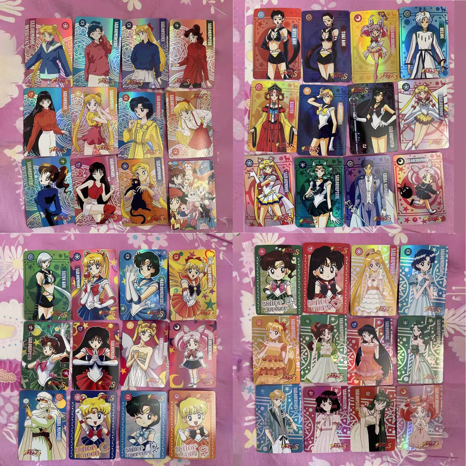 

Hot 54pcs/set Sailor Moon Cards DIY Rainbow Holographic Flash Cards Usagi Rei Hino Anime Trading Gift for Girls Collection Fans
