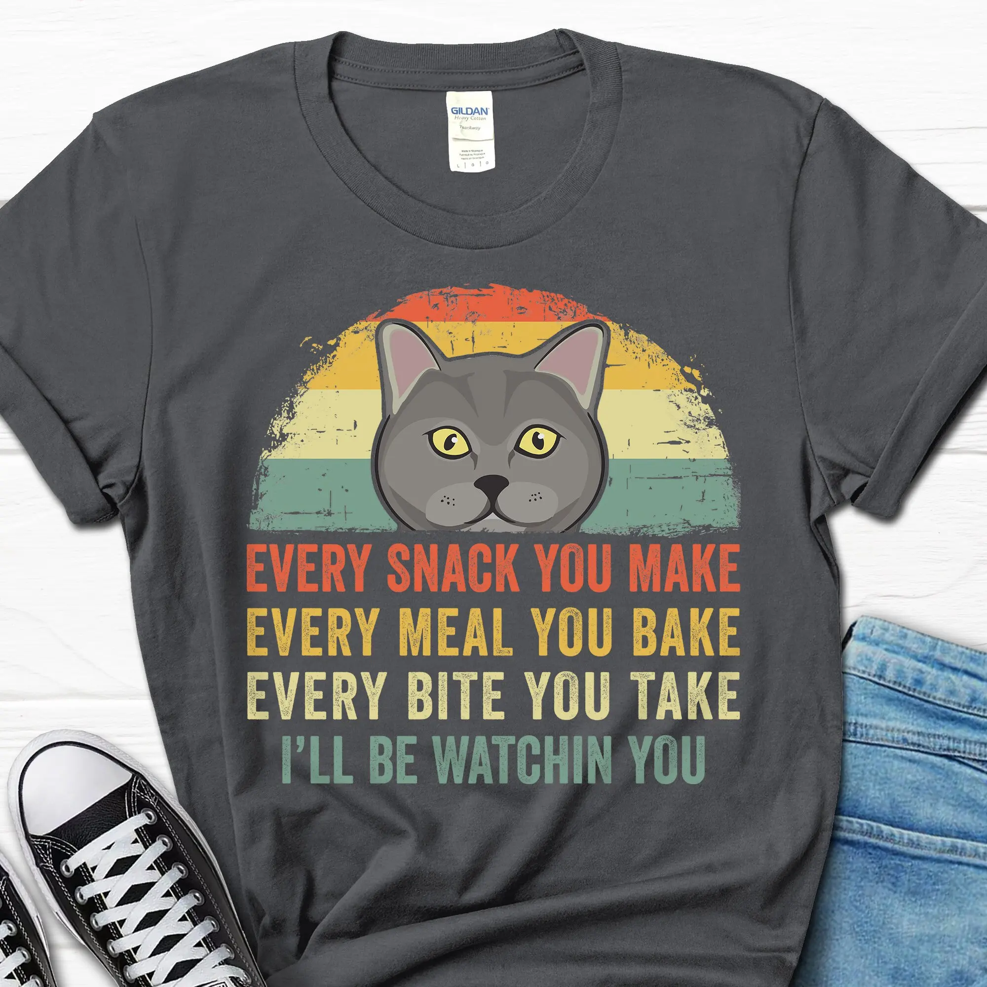 

Funny British Shorthair CaT T Shirt I Will Be Watching You Owner Dad