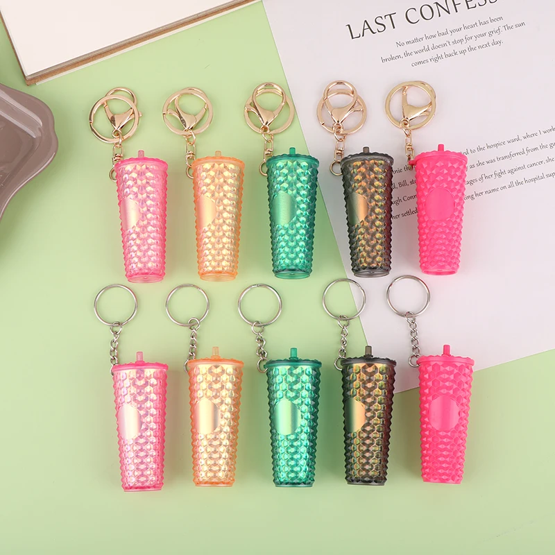 

Creative Simulation Durian Pattern Drinking Cup Keychain Gradient Durian Cup Pendant Colorful Plastic Straw Cup Keyring