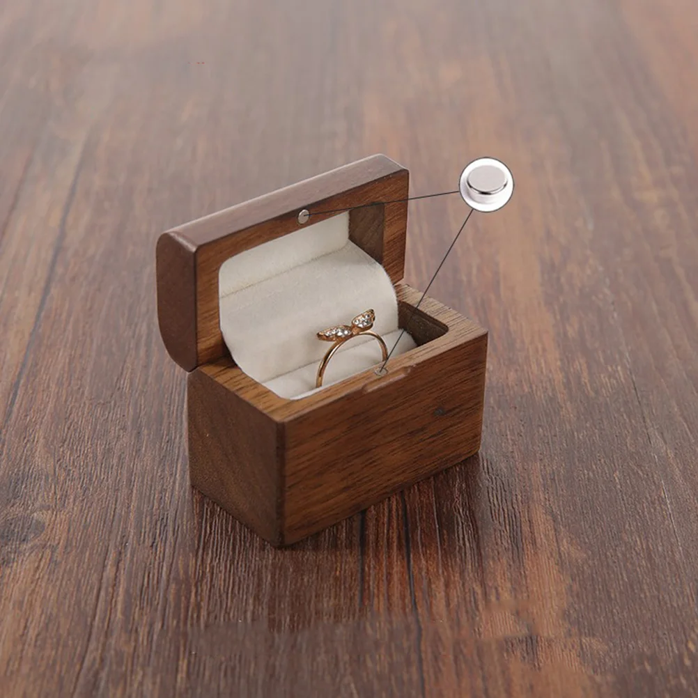 

Wooden Ring Box for Engagement Proposal Wedding Gift Small Jewelry Case Storage Elegant Ring Boxes Valentines Present