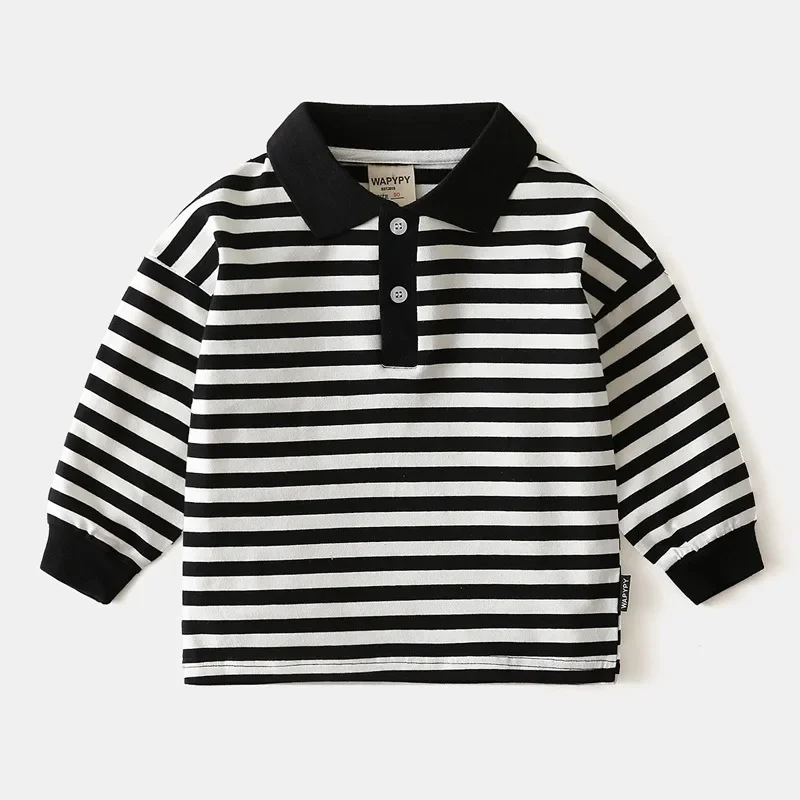 

New Autumn Korean Style Baby Boys Striped Shirts Long Sleeve Casual Toddlers Kids Pullovers Tops Children Clothes