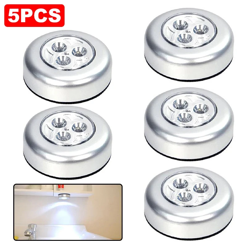 5PCS Nocne światło LED LED pod szafką Bezprzewodowa lampa ścienna Przełącznik dotykowy Lampka nocna Zasilana bateryjnie Lampka nocna LED do sypialni