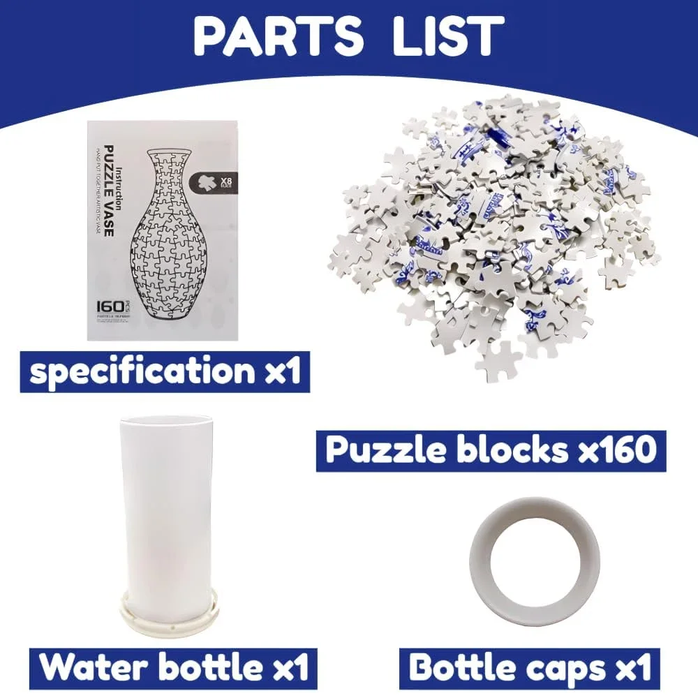 فازة ألغاز ثلاثية الأبعاد لتزيين المنزل ، تصميم بورسلين أزرق وأبيض ، مصنوعة من البلاستيك ، ألعاب تدفئة المنزل ، هدايا للأطفال