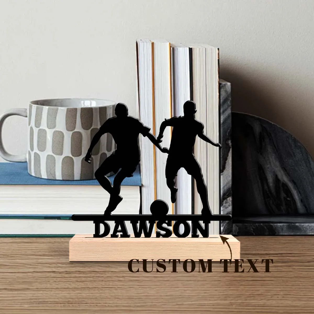 1pc Metal Desktop Decoration Custom Content With Wooden Base Desktop Decorations in Bedrooms,Study Rooms,and Offices