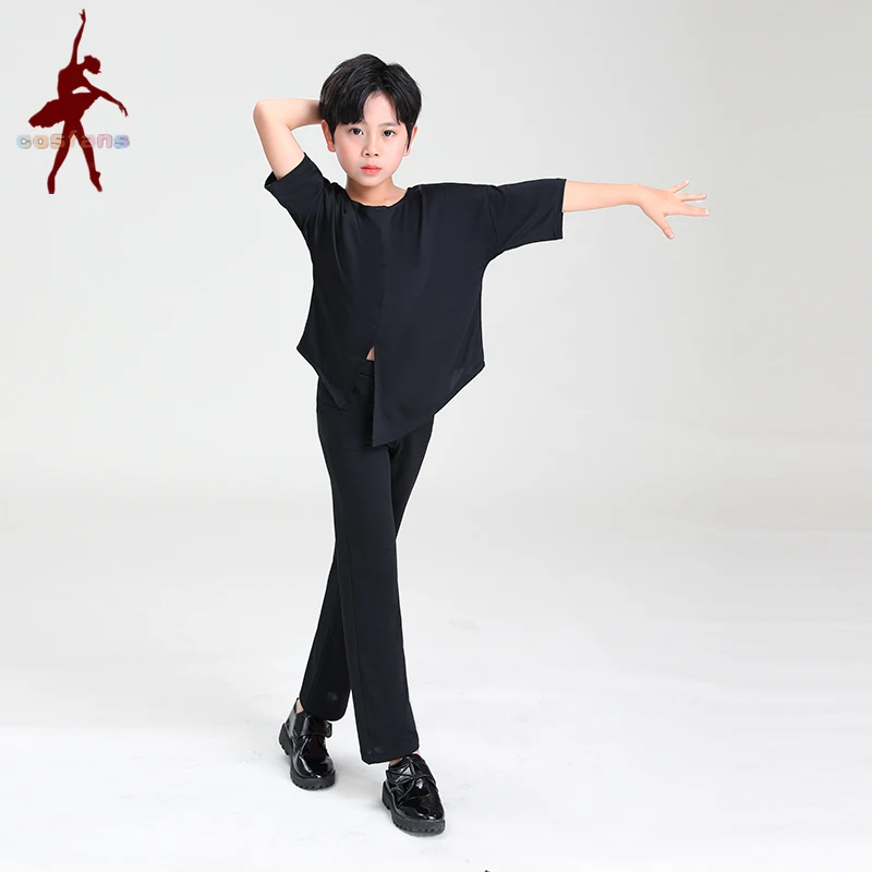 Profesjonalne męskie czarne spodnie do tańca latynoamerykańskiego Chłopcy Dorośli Satynowe spodnie do tańca towarzyskiego Salsa Tango Rumba Samba Cha Cha Garnitury latynoamerykańskie