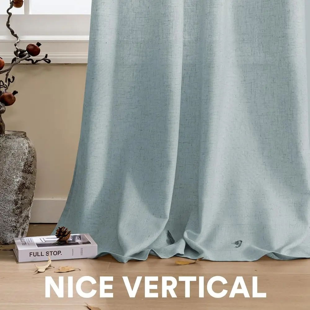 Rideaux de ferme en lin avec cantonnière, 84 longs, bleu nuage, filtrage de la lumière, ensemble de 2 panneaux pour salon, salle à manger et chambre à coucher