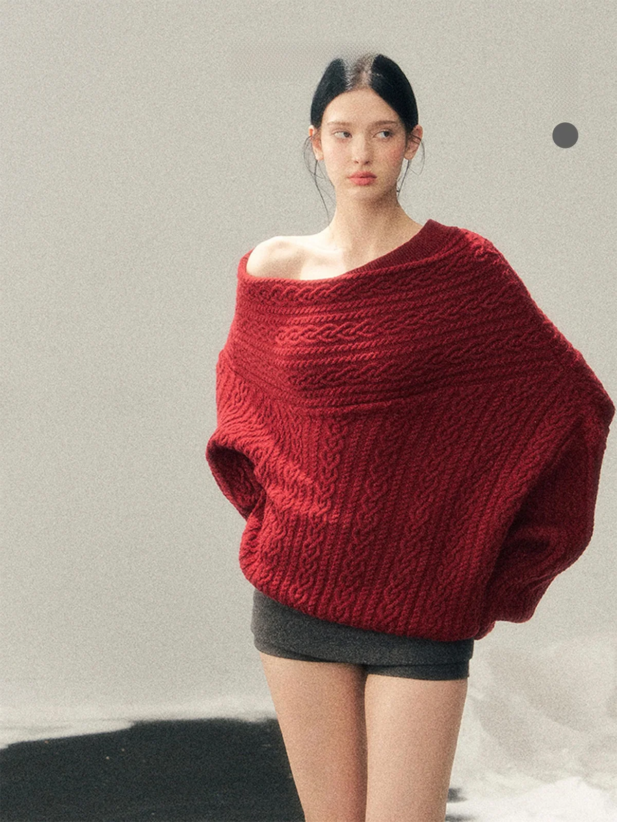 

Теплый вязаный свитер Aomalm для женщин: модный зимний топ с открытыми плечами и узором «косы», элегантный, в разных цветах, для студенток