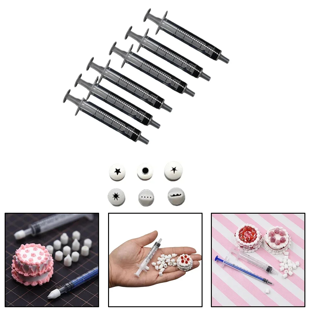 6pcs Press Mini Nozzle Set Cake Decorating Cream Clay Dessert Food Toy DIY Intricate Designs Flowers Pottery Tools