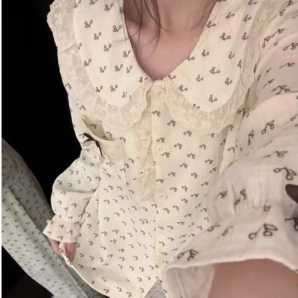 

Elegant Doll Collar Knot Sleepwear Women's Spring Autumn Long Sleeve Long Pants Home Clothes Two-Piece Set