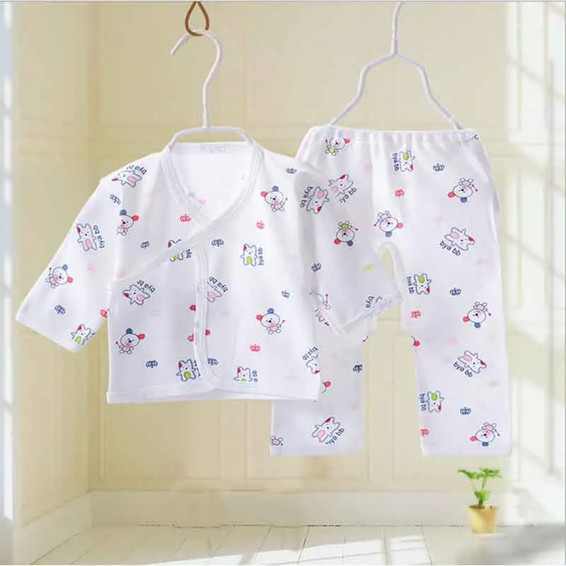 Cute Cartoon Print Newborn Baby Clothes Set 2pcs Cotton Toddlern Top Pants Clothing Set Soft Infant Girl Sleepsuits 0-3months