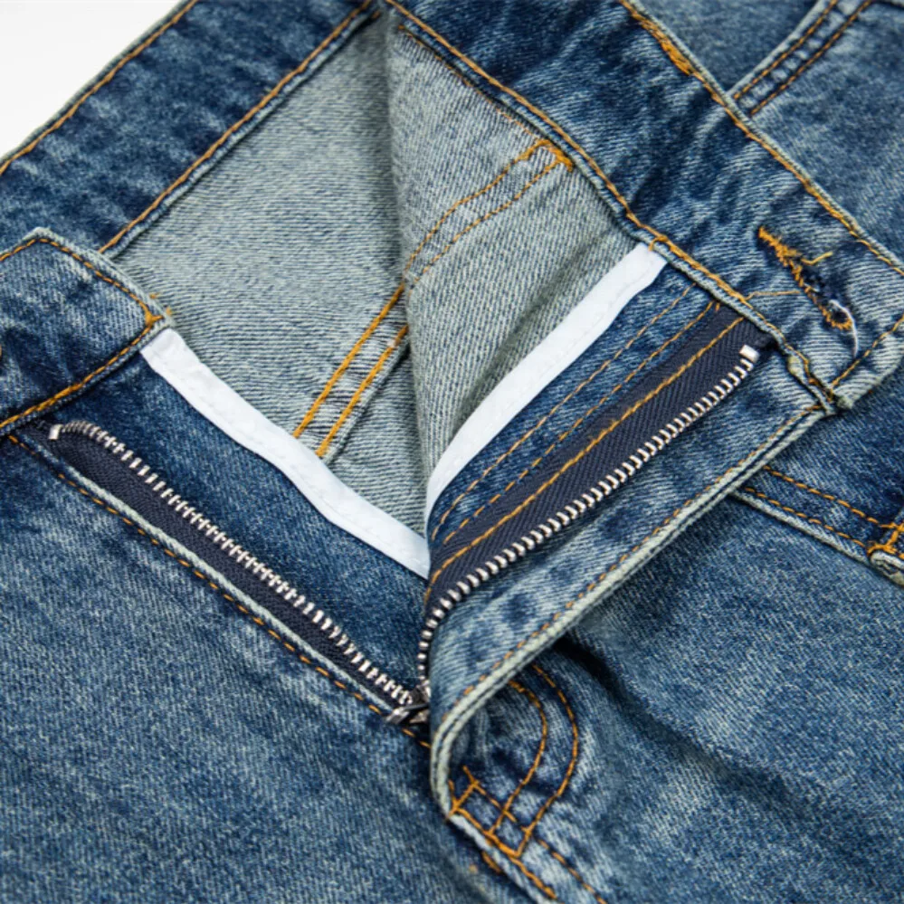 MWJLPWQ Washed Distressed Raw Edge Denim Work Pants For Men Summer Vintage Punk Street Style Multi-Pocket Straight Shorts 17082