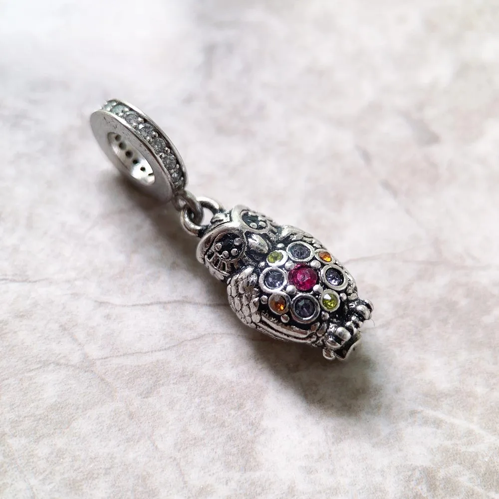 Elegant Owl Queen Charms Europe Fine Jewelry Women Gift In 925 Sterling Silver
