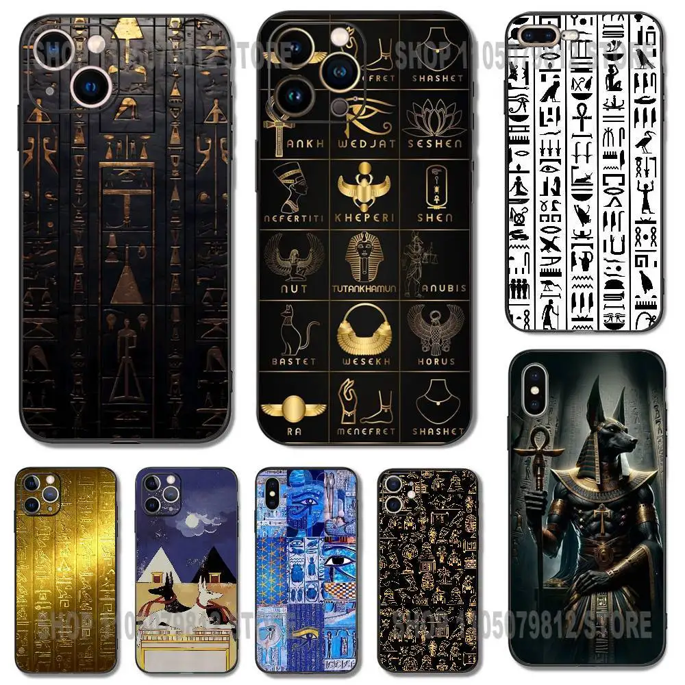 

Ancient Egyptian Art Phone Case For iPhone 17 16,15,14,13,12,11,Pro,XS,Max,XR,Plus,Mini Soft Silicone Black Shockproof