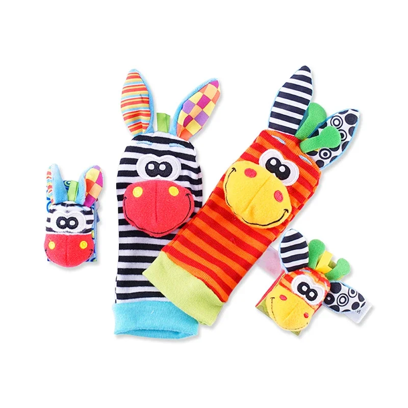 0-12 Months Baby Rattles Toys Animal Socks Wrist Strap Rattle Baby Foot Socks Bug Wrist Strap Baby Socks Pacifier Toys