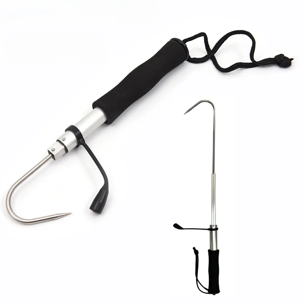 Telescopic Fish Gaff Stainless Steel Ice Sea Fishing Spear Hook Tackle Fishing Gaff Holder Gripper Accessories Outdoor Sea Boat