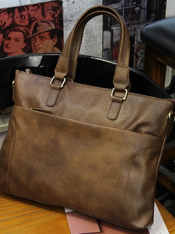 GBP Flagip Retro Busin Briease Bolso bandolera de un solo hombro para hombre, bolso para documentos para ordenador portátil, bolso de cuero para jóvenes