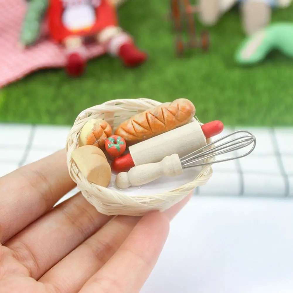 Craft Egg Beater Doll House Ornament Simulation Food Toys Kitchen Tool Model Dollhouse Accessories Miniature Bread Basket