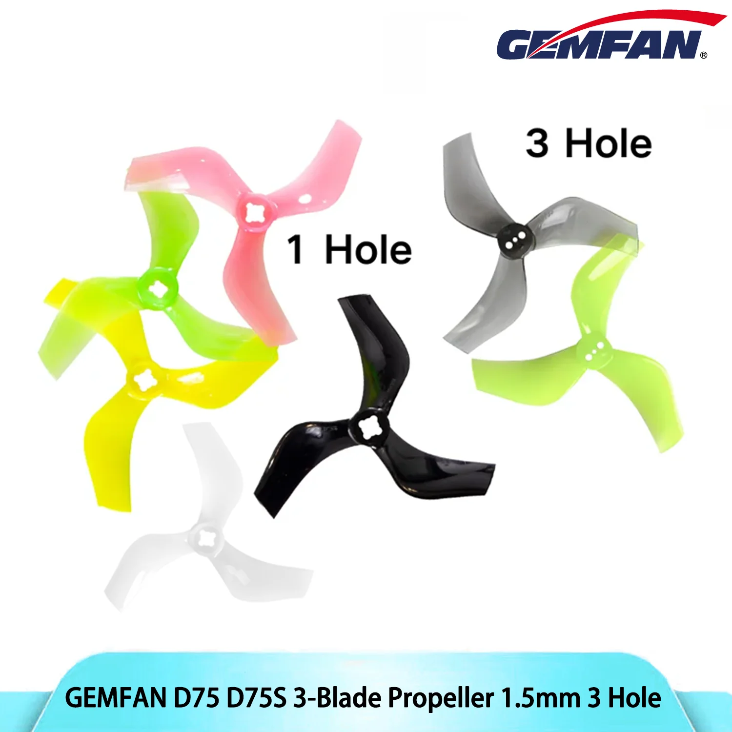Gemfan 2pairs Gemfan D75 D75S Ducted Propeller 3 Blade 1 Or 3 Holes PC Props