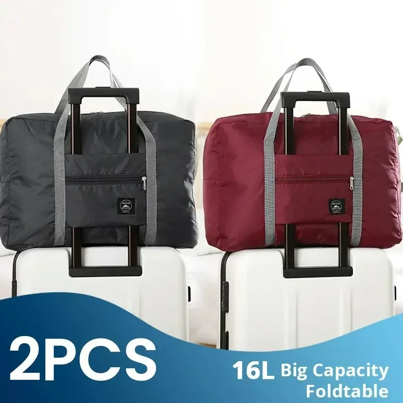 Paquete de 2 bolsas de viaje plegables para aerolíneas, bolsa de mano para fin de semana durante la noche, bolsa de mano para Hospital, bolsa de lona para gimnasio, mujeres y hombres