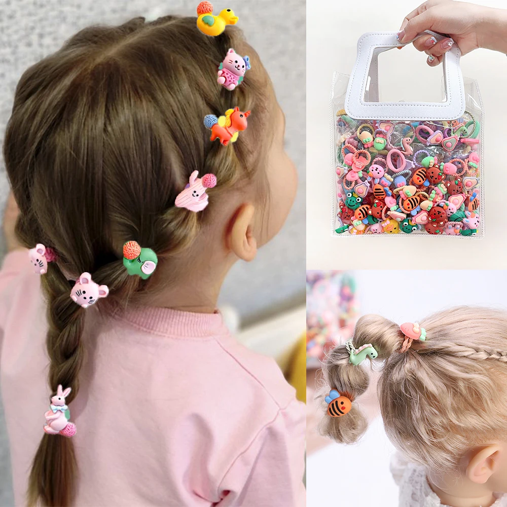 Baby Girls High Elastic Small Cartoon Tie Hair Chirp Children Rubber Band Head Rope Does Not Hurt The Hair Scrunchies Headdress