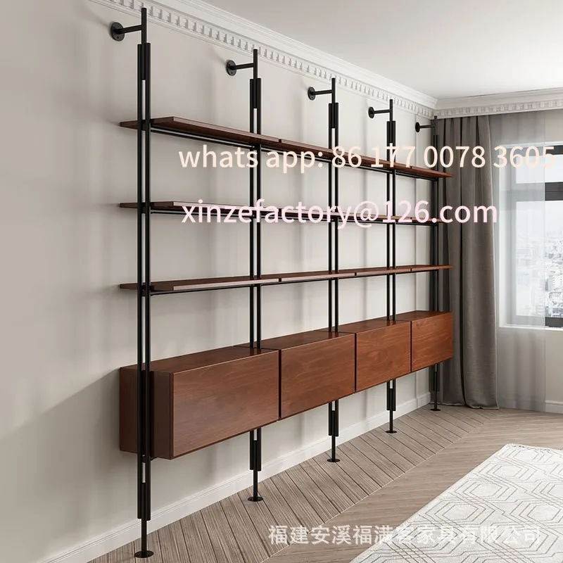 

Customizable Italian minimalist bookshelf bookcase living room floor-to-ceiling Nordic shelf simple multi-layer wrought iron wal