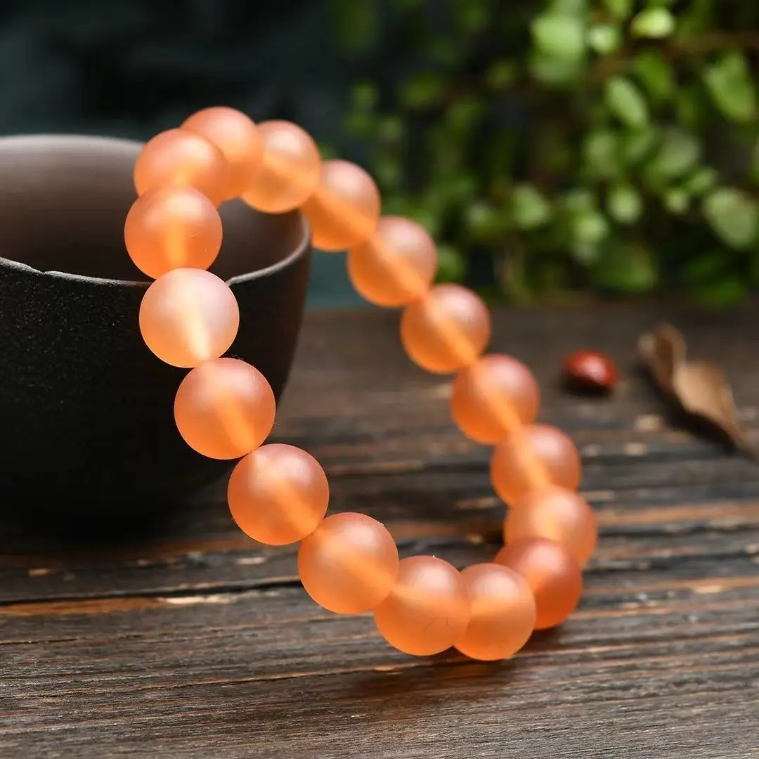 Orange Herring Stone Beads Bracelet Full and Round Uniform and Gorgeous Color Hand String For Women Super Beautiful 12mm 20mm