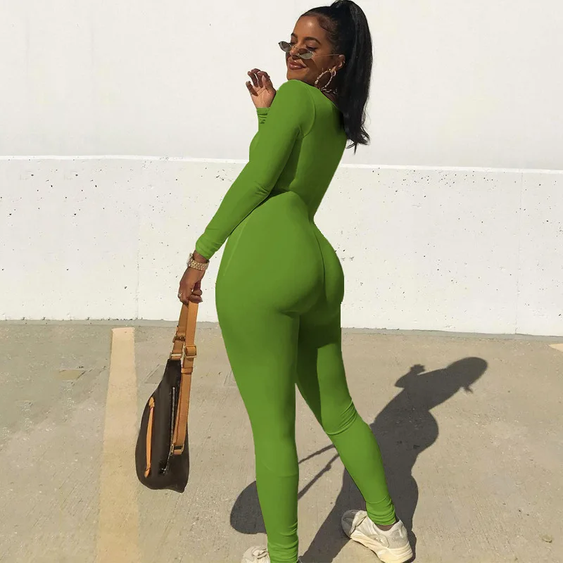 New Jumpsuits Women Autumn Sexy Black Butt Lift Fitness Sporty Fashion Streetwear Long Sleeves Female Skinny Casual Lady Rompers