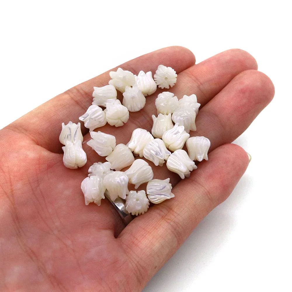 Natural Seawater Carved White Orchid Beads 8x8mm for Fashion Women's Jewelry DIY Necklace Earrings Bracelet Boutique Accessories