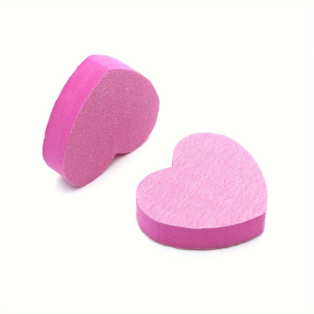 20/40 pcs of Heart-Shaped Double-Sided Nail Files, Sponge Nail Mini Buffers, Washable for Nail Care And Shaping/Smoothing