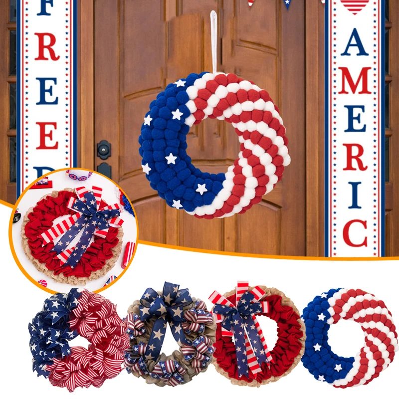 

2024 Independence Day Bouquet Decorative Garland For Party Scene Setting American Style Artifacts Front Door Wreaths