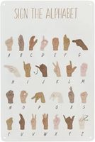 Vintage Tin Sign Asl American Sign Language Alphabet Educational S Abc Playroom Wall Art Boho Classroom Decor Homeschool S Art