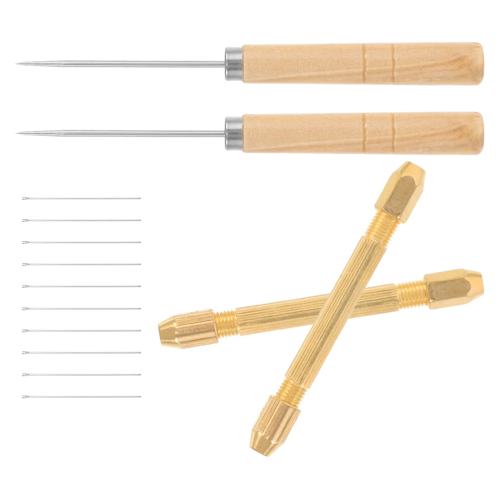

1Set Hair Rooting Tool DIY Copper Handle Bobbin Awl Replaceable Needles for Professional Precision Hair Re-Rooting