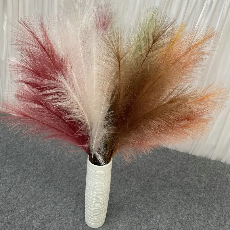 

7 Fork Feather Phoenix Tail New Wedding Wool Floc Peacock Grass Road Guide Decoration Home Accessories Reed False Feather