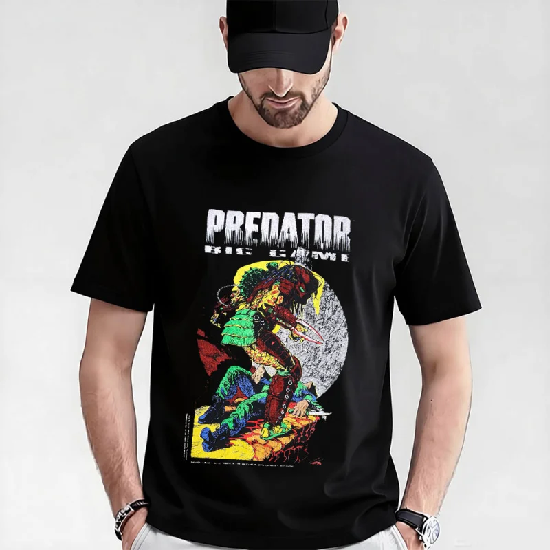 

Predator Big Game Horro Sic-Fi Gift T shirt Alien Monster Hunter Graphic clothes 0320 Yautja Warrior print Tee Large size Top
