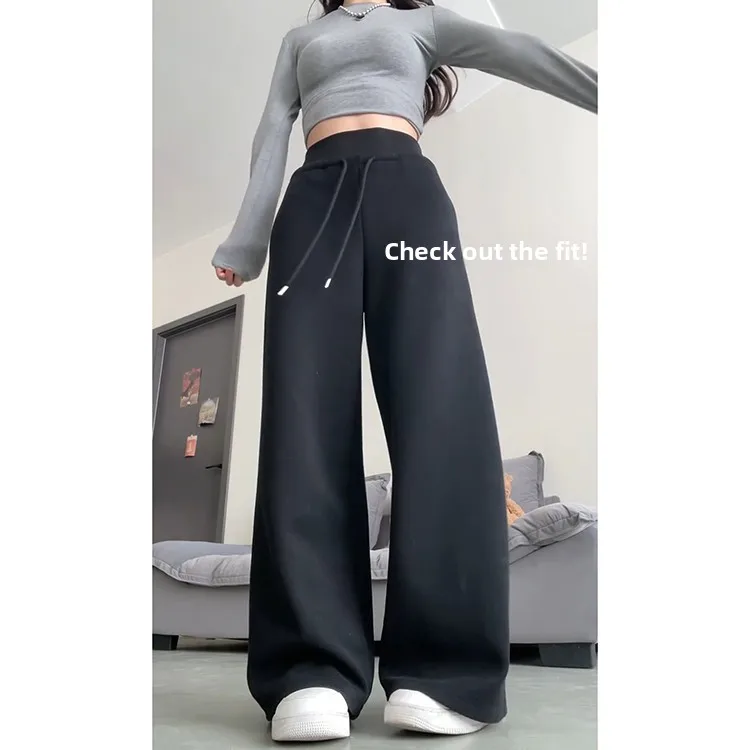 Pantaloni sportivi svasati a vita alta Bla American Sle Pantaloni sportivi larghi casual con zoccolo primavera estate da donna Gamba larga