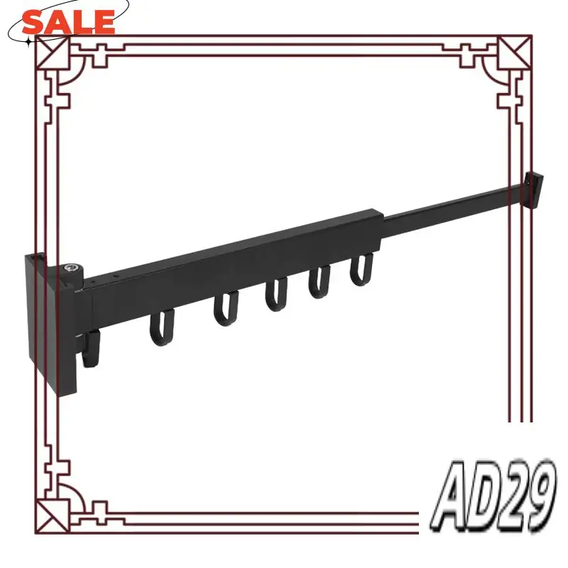 

D9-Folding Clothes Hanger Wall Mount Retractable Cloth Drying Rack Aluminum Laundry Clothesline Space Saving Drying