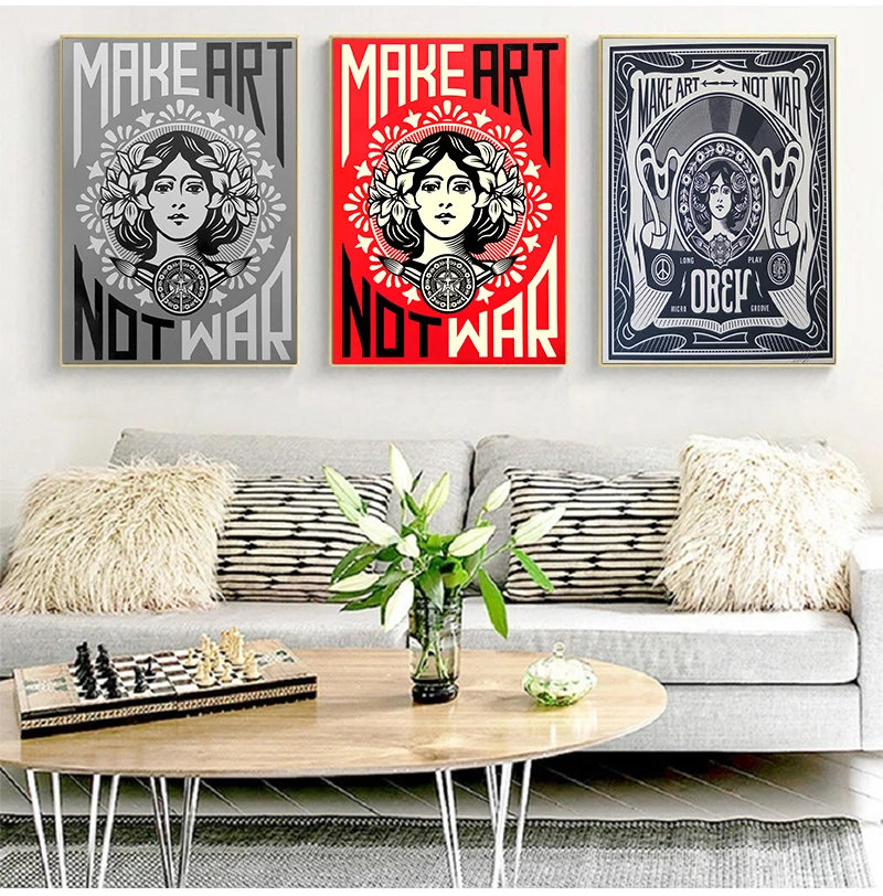 New Make Art Not War Pop Art Vintage Poster Prints Oil Painting On Canvas Wall Art Murals Pictures For Living Room Decoration