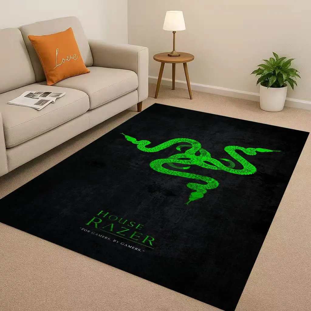 

Classic Game Razer Snake Logo Gamer Living Room Non-Slip Area Rug Soft Carpet for Bedroom Playroom Sofa,Home Decor Doormat