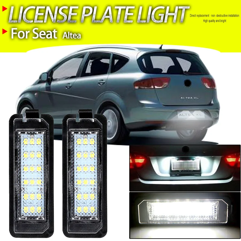 2pcs Canbus No Error Car LED Number License Plate Lights For Seat Altea (5P1.5P5) 2004-2014 the Car