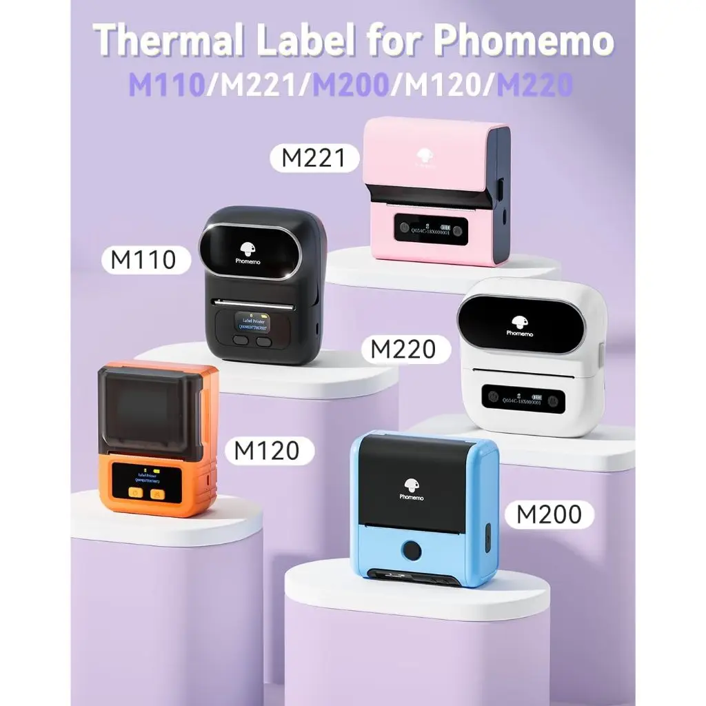 Phomemo Transparent Label Sticker 30/40/50mm Label Maker Tape Thermal Label Printer Sticker for M110/M220/M120/M200/M221 Printer