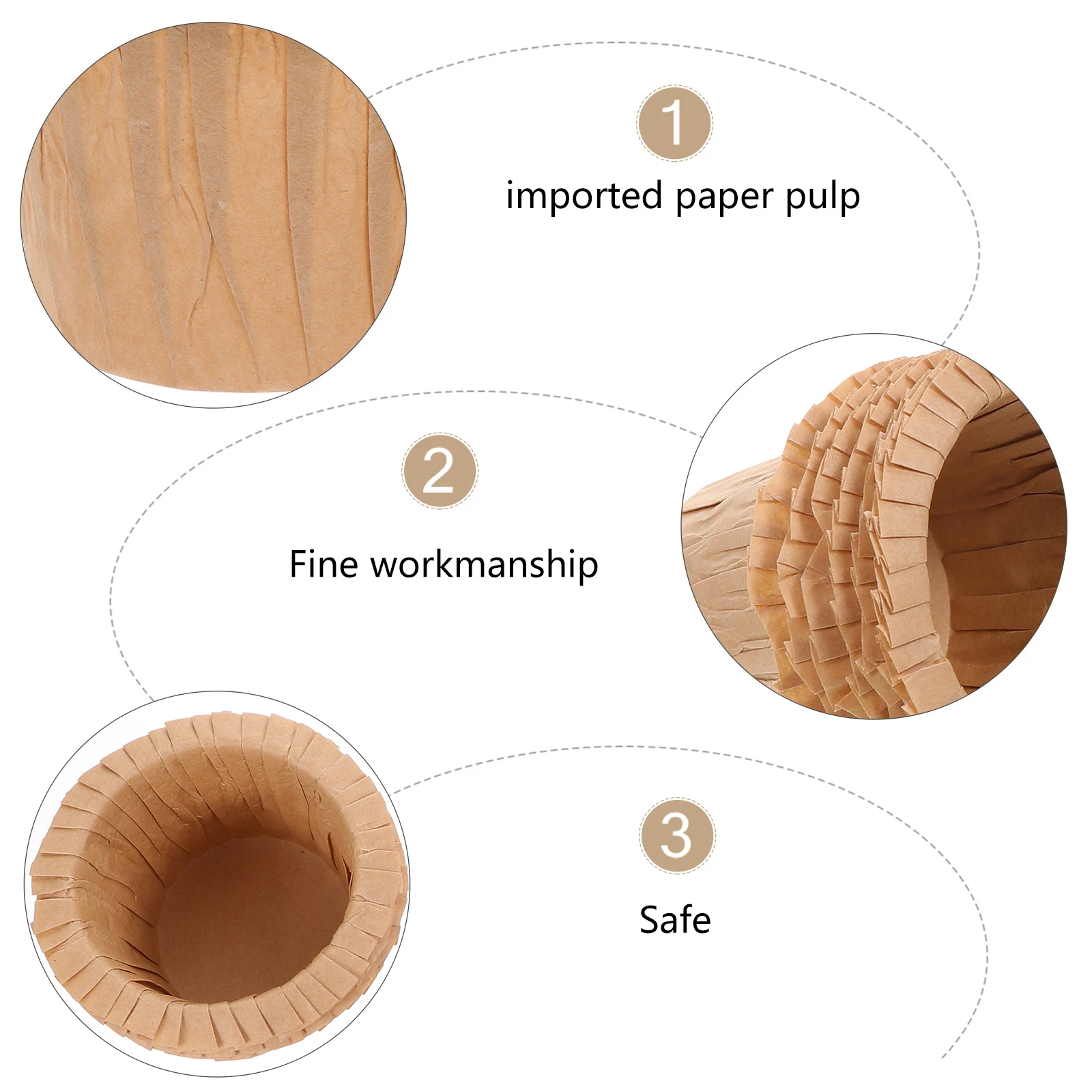 

30pcs Baking Cups Muffin Liner Paper Khaki Imported Pulp Greaseproof Dessert Oil Proof Heat Resistance Cake Cup Liners Bakeries