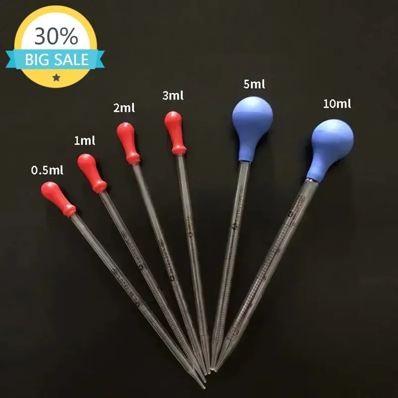 Pipeta de laboratorio de bureta graduada de vidrio con tapa de goma grande, varilla agitadora de vidrio de 1ml, 2ml, 3ml, 5ml y 10ml para transferir Li