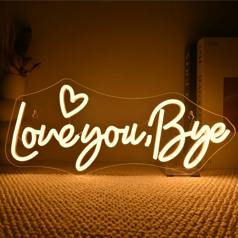 

Love You Bye Neon Sign Custom For Club Party Wall Art Font Decor 5/12V USB For Bedroom Wall Warm White Led Letter Neon Light
